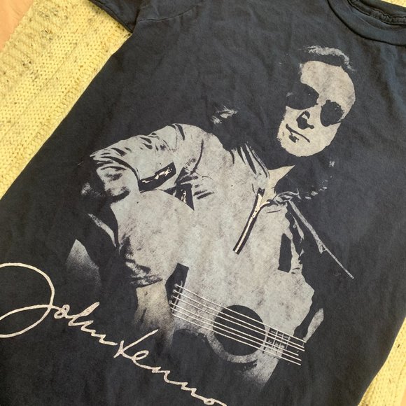 John Lennon Beatles Guitar Signature Portrait Live Nation Merchandise Navy Blue - Picture 5 of 7